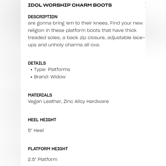 Dolls Kill Widow Idol Worship Charm Platform Boots Size 8 Goth Near New - Picture 14 of 14